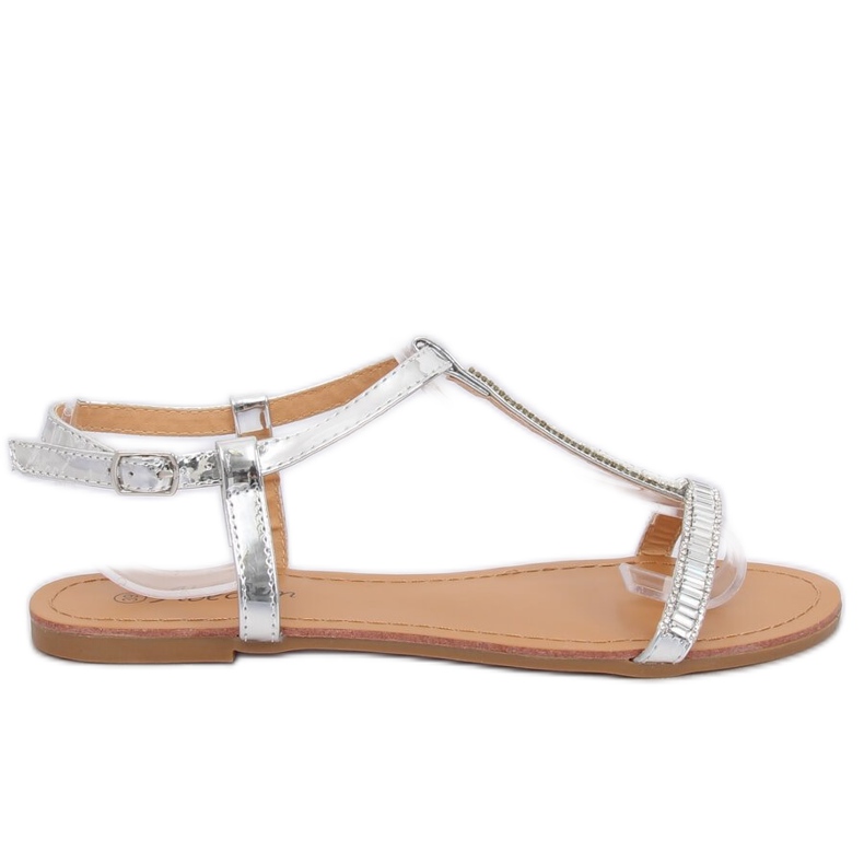 Sandales argentées avec zircone cubique SY644 Argent gris