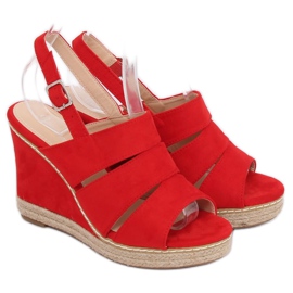 Sandales compensées rouges 9069 Rouge