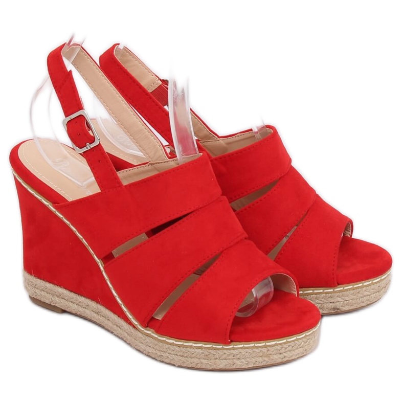 Sandales compensées rouges 9069 Rouge