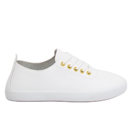 Baskets femme blanches WD009 BLANC / JAUNE