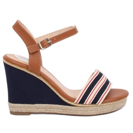Sandales compensées 9068 Bleu brun bleu marin