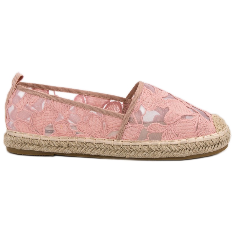 Lucky Shoes Espadrilles en dentelle rose
