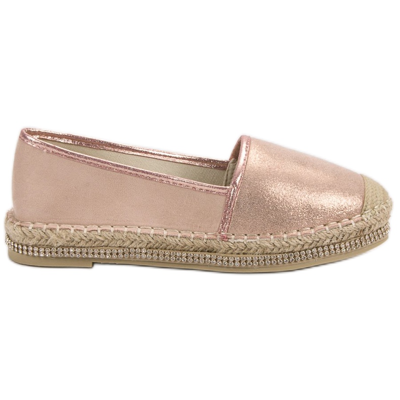 Lucky Shoes Espadrilles Poudre Avec Cristaux rose