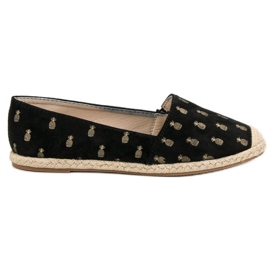 Lucky Shoes Espadrilles Noires En Ananas le noir