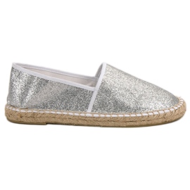 Cm Paris Espadrilles argentées pailletées gris Cm Paris Espadrilles argentées pailletées gris