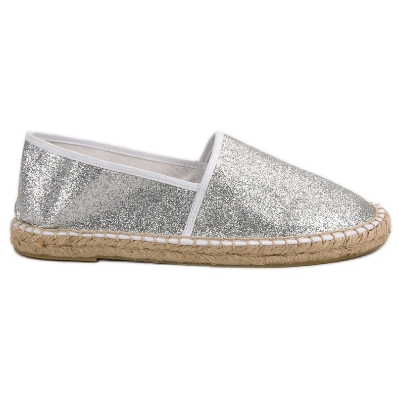 Cm Paris Espadrilles argentées pailletées gris Cm Paris Espadrilles argentées pailletées gris
