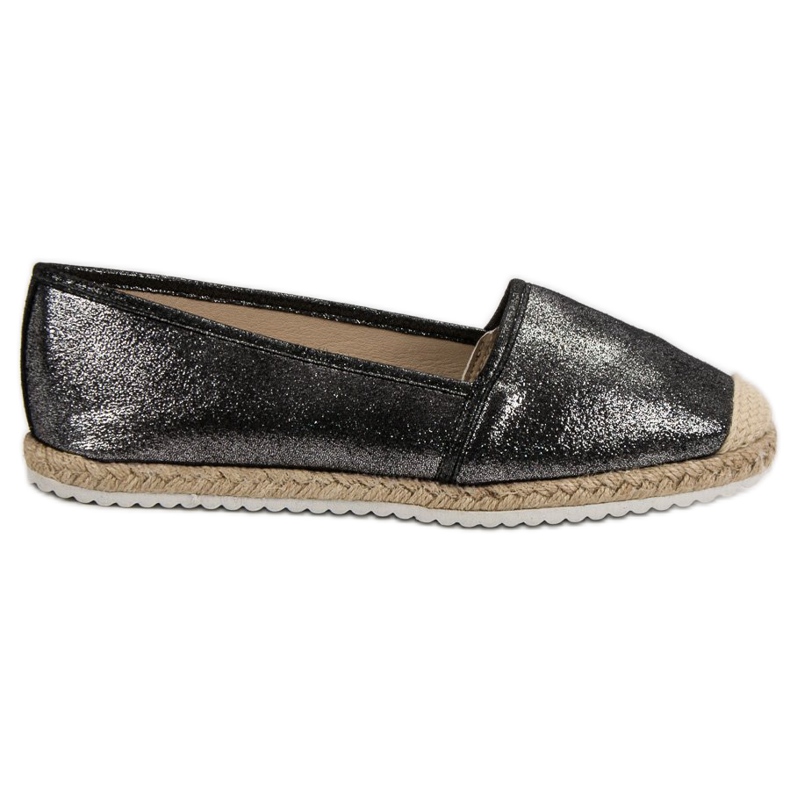 Lucky Shoes Espadrilles noires à paillettes le noir