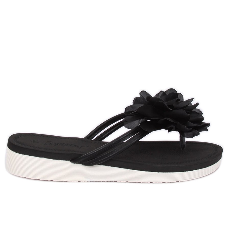 Tongs noires avec une fleur CK103 Noir le noir