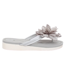 Gris Tongs avec une fleur CK103 Gris