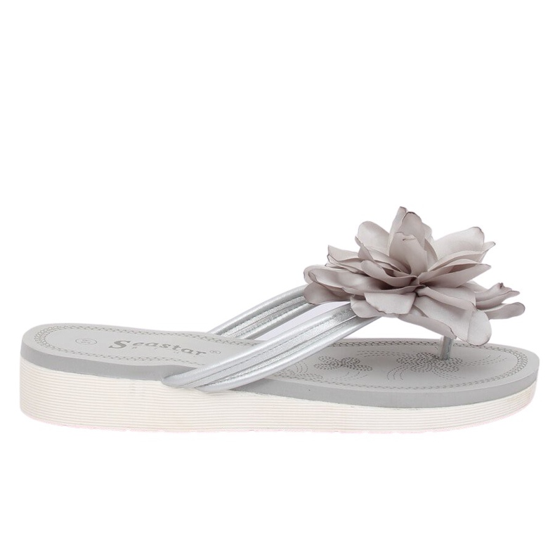Gris Tongs avec une fleur CK103 Gris