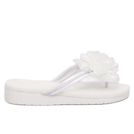Tongs blanches avec une fleur CK103 Blanc