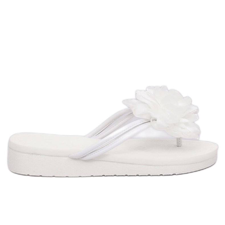 Tongs blanches avec une fleur CK103 Blanc
