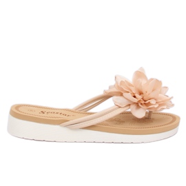 Tongs avec une fleur beige CK103 Beige