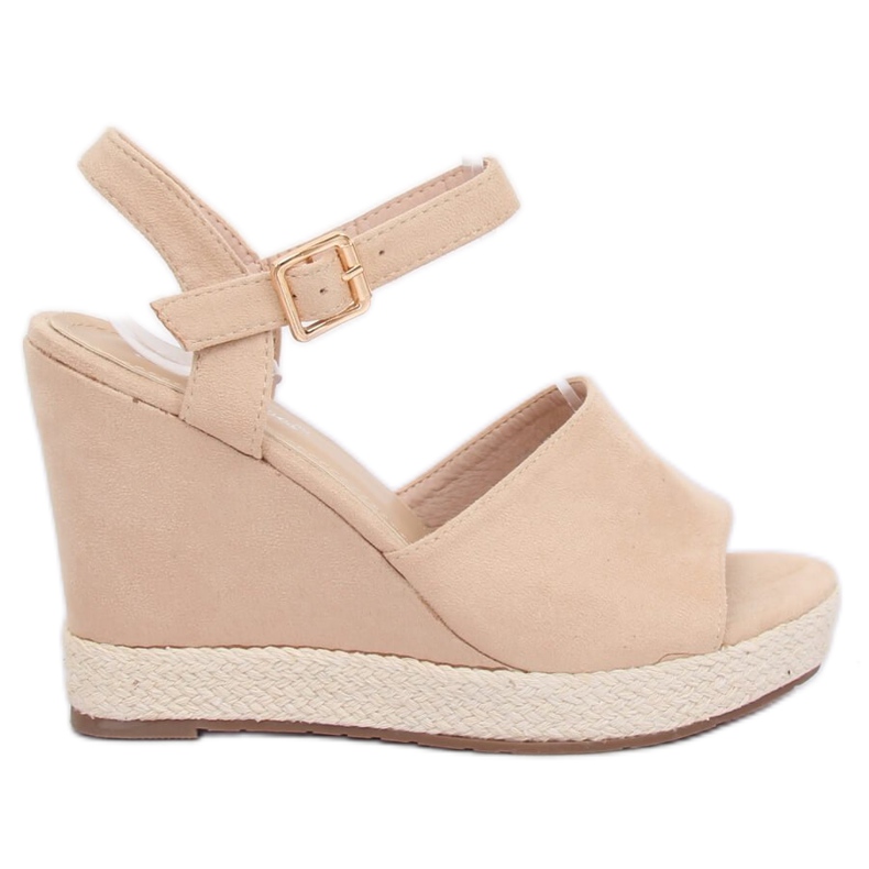 Sandales beiges sur talon compensé FD-5M14 Beige