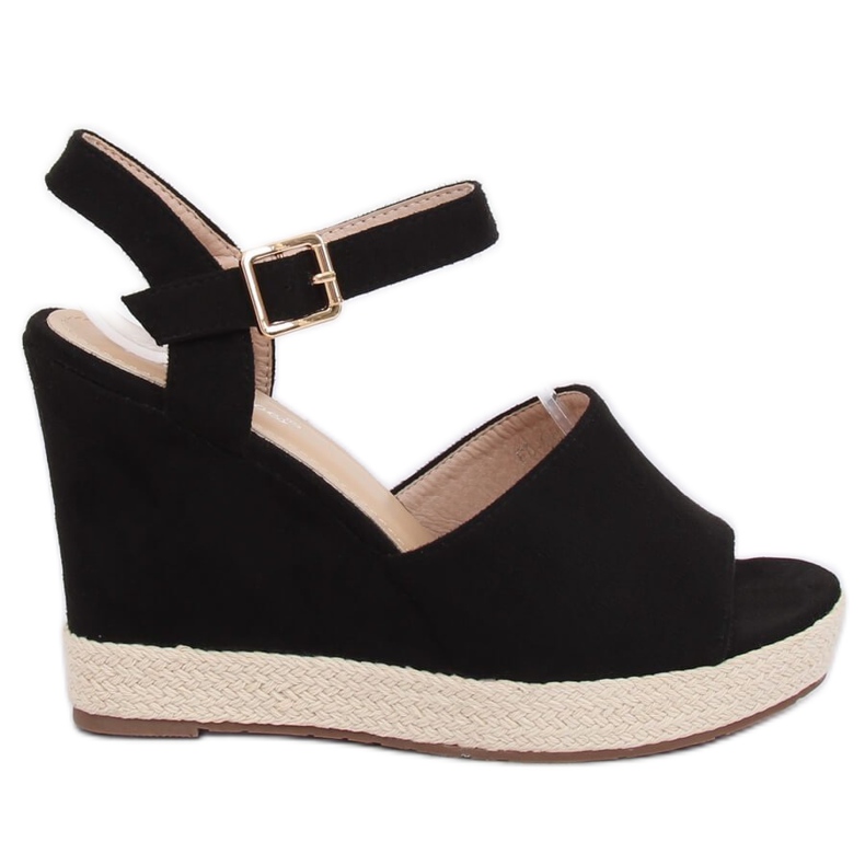 Sandales noires sur un coin compensé noir FD-5M14 Noir le noir