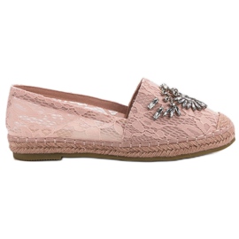 Bestelle Espadrilles En Dentelle Avec Ornements rose