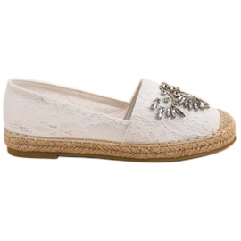 Bestelle Espadrilles En Dentelle Avec Ornements blanc