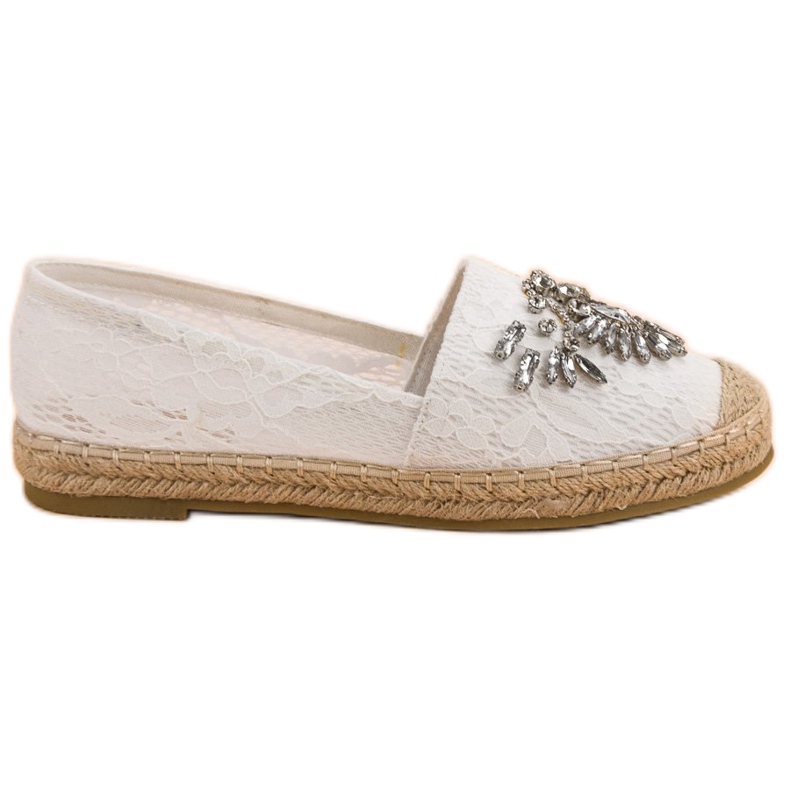 Bestelle Espadrilles En Dentelle Avec Ornements blanche