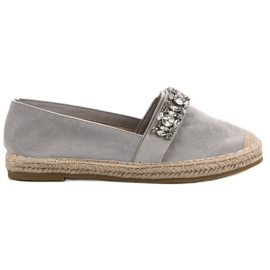 Bestelle Espadrilles En Daim Avec Cristaux gris