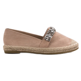 Bestelle Espadrilles En Daim Avec Cristaux brun