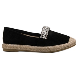 Bestelle Espadrilles En Daim Avec Cristaux le noir