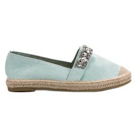 Bestelle Espadrilles En Daim Avec Cristaux vert