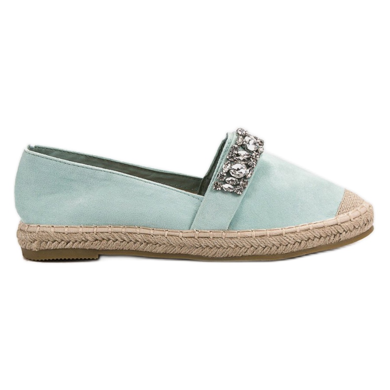 Bestelle Espadrilles En Daim Avec Cristaux vert