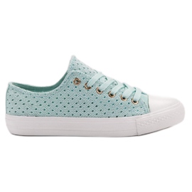 Baskets en textile menthe vert