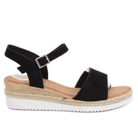 Sandales noires à talon bas compensé 7868-KL Noir