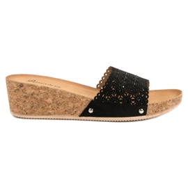 Primavera Pantoufles sur un coin en liège noir