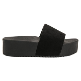 Anesia Paris Pantoufles En Daim Sur La Plateforme le noir