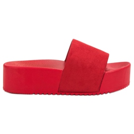 Anesia Paris Pantoufles En Daim Sur La Plateforme rouge Anesia Paris Pantoufles En Daim Sur La Plateforme rouge