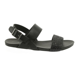 Confortables sandales Filippo 685 noires à paillettes le noir