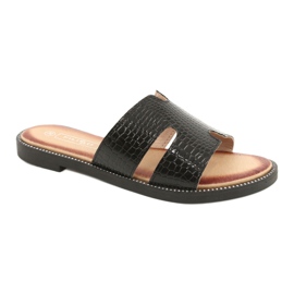 Filippo Volets vernis brillants insert en cuir noir le noir