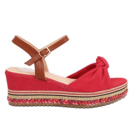 Sandales compensées rouges B165 Rouge