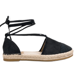 Seastar Espadrilles Nouées Avec Cristaux le noir