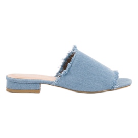 Small Swan Pantoufles en jean bleu