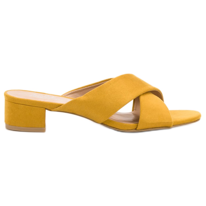Small Swan Pantoufles en daim élégantes jaune