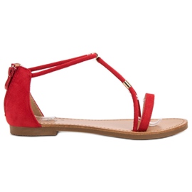 Cm Paris Sandales plates en daim rouge