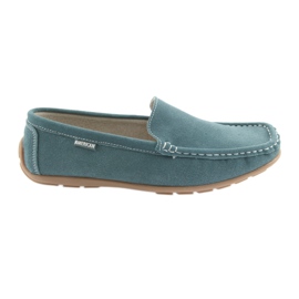 American Club Mocassins femme, cuir bleu denim