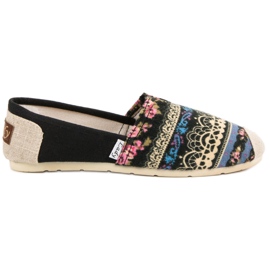 Lady Fashion Baskets à enfiler bohème noir multicolore