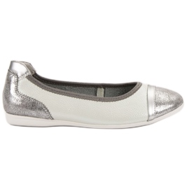 Filippo Ballerines En Cuir À Paillettes blanche