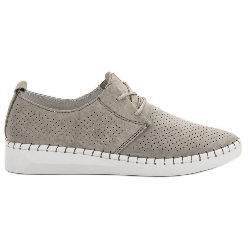 Chaussures en cuir ajouré gris
