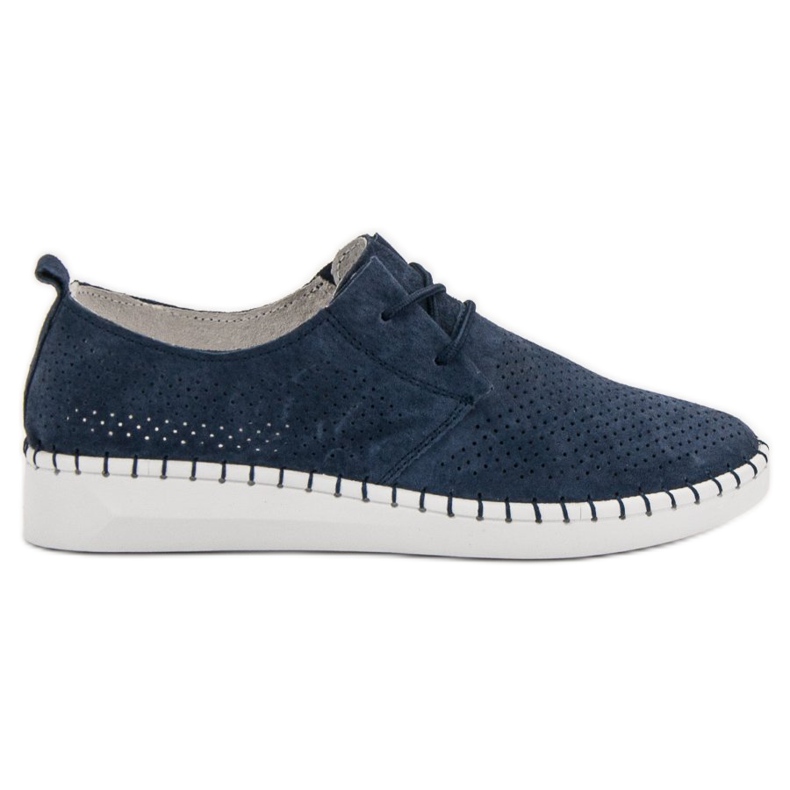 Chaussures en cuir ajouré bleu