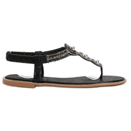 SHELOVET Sandales noires avec ornements le noir