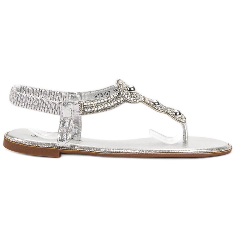 SHELOVET Sandales argentées avec ornements gris SHELOVET Sandales argentées avec ornements gris