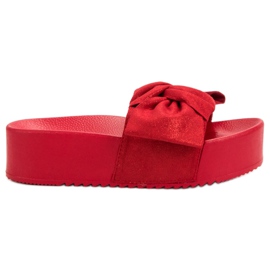 Queen Vivi Pantoufles En Daim Sur La Plateforme rouge