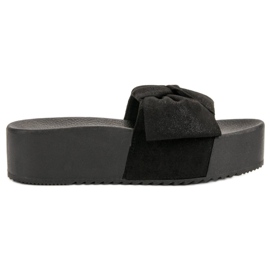 Queen Vivi Pantoufles En Daim Sur La Plateforme le noir