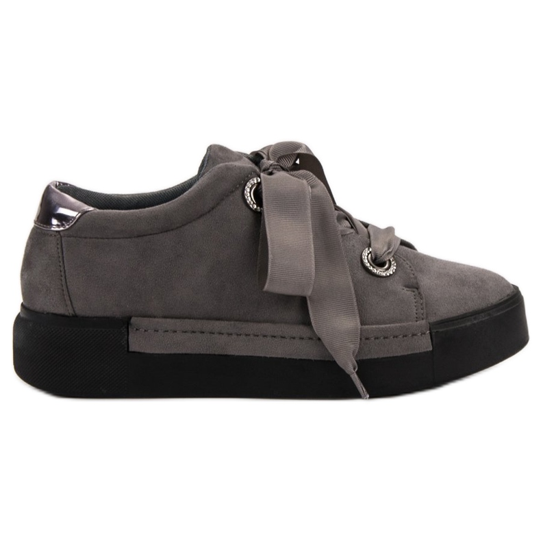 Belle Women Chaussures de sport en daim gris