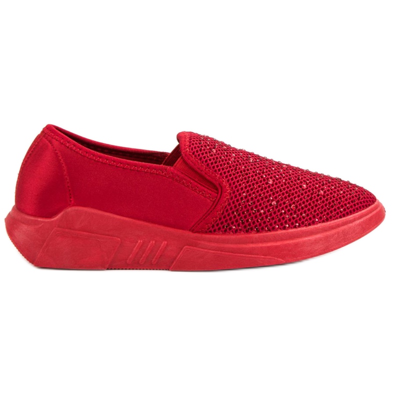 SHELOVET Chaussures textiles avec cristaux rouge